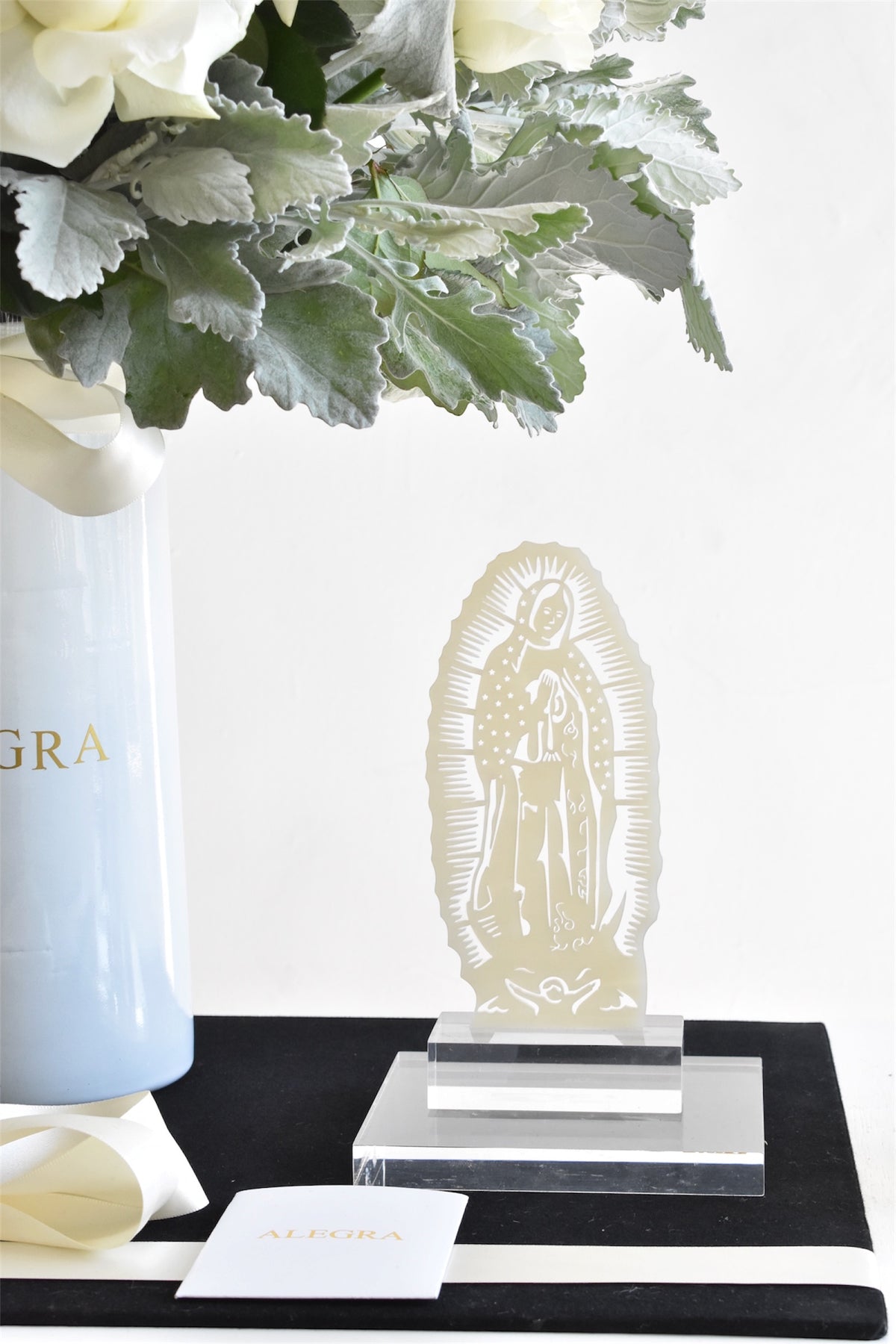 Set Condolencias Rosas al Cielo & Virgen Acrílico
