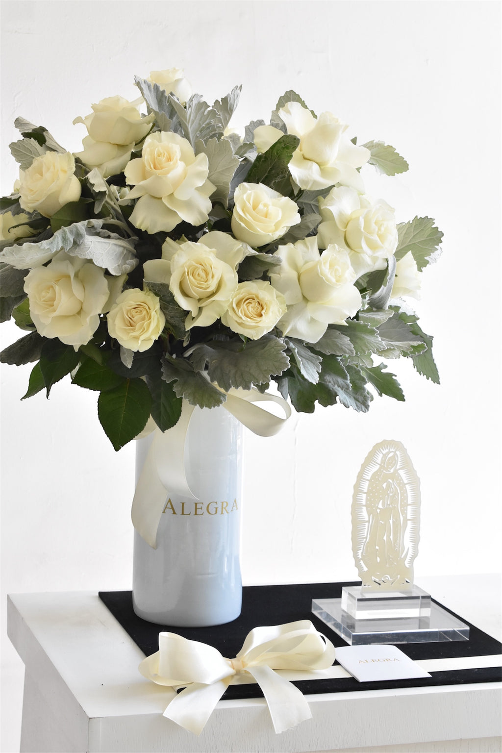 Set Condolencias Rosas al Cielo & Virgen Acrílico